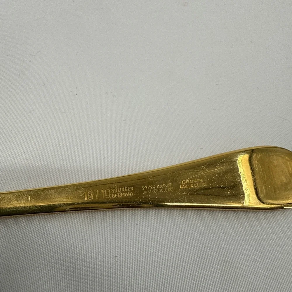 Solingen‎ 18/10 23/24K Gold Plated Hartvergoldet Crown Collection  Sugar Spoon